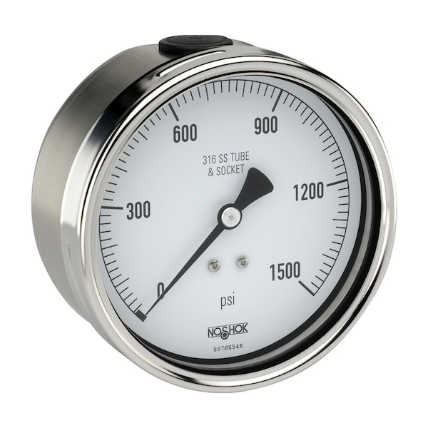 Vacuum Gauge, 2.5" 304SS Case, 316SS Internals, 30 vac, 1/4 NPT Male Back Conn, 304SS Panel Mount Clamp, Silicone Filled